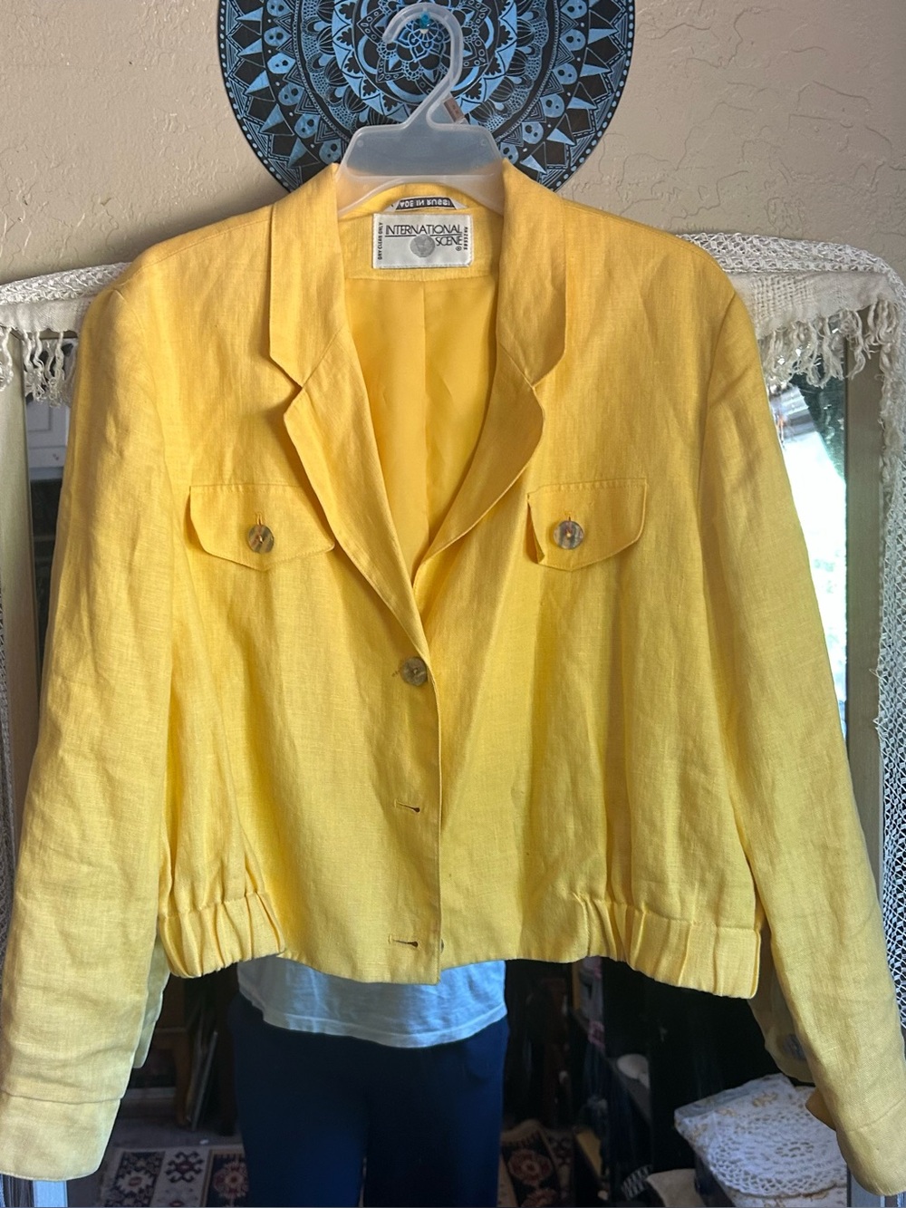 Yellow Linen Blend Women's Jacket